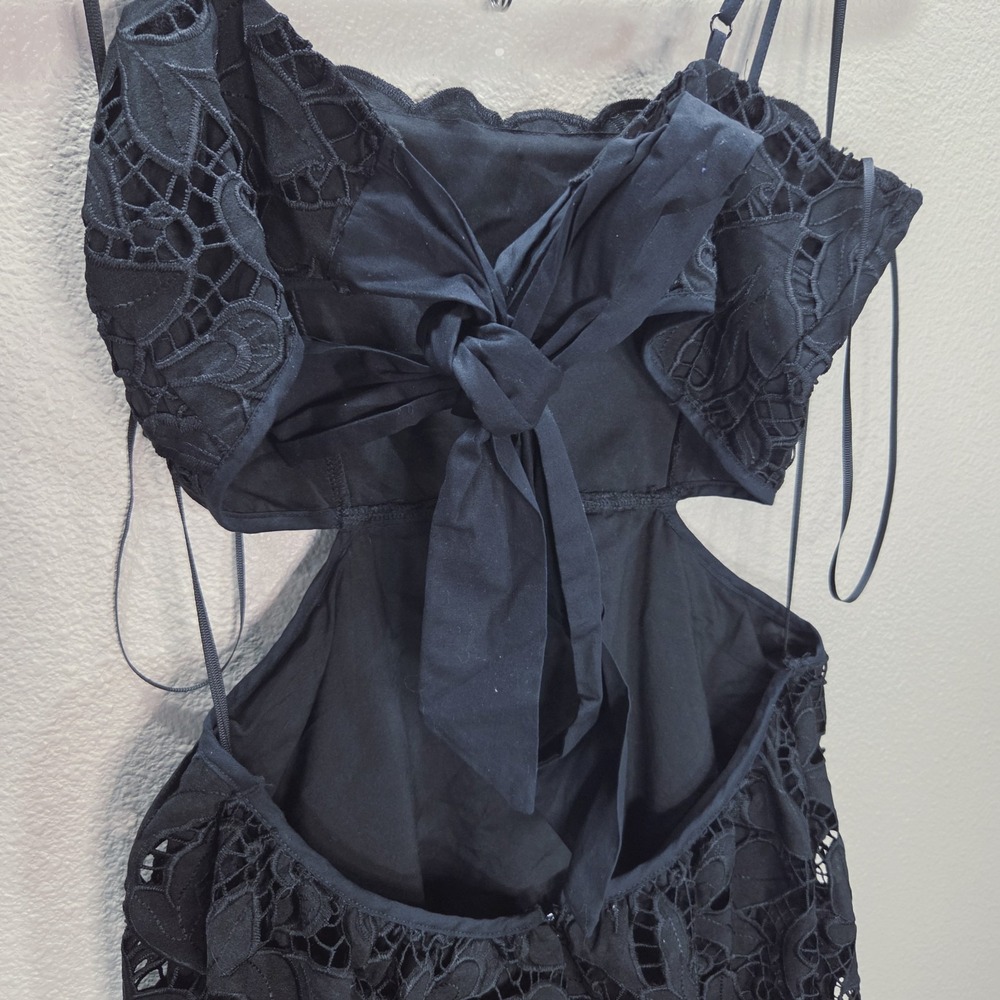 Express Black Lace Cutout Back Dress Spaghetti Strap Fit Flare Small - Picture 9 of 14